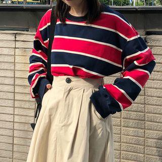Contrast Stripe Boxy Pullover