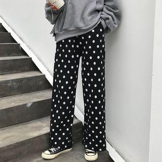 Polka Dot Knit Wide-leg Pants