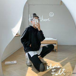 Set: Layered-hem Hoodie + Sweatpants