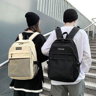 Mesh Front Pocket Zip Nylon Backpack