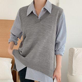 Plus Size V-neck Dip-back Knit Vest