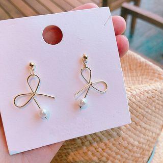 Faux Pearl Wirework Dangle Earring As Shown In Figure - One Size