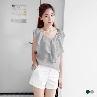 Sleeveless Layered Flounce V-neck Top