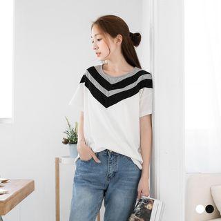 Colored V Neck Off Shoulder Top