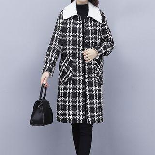 Houndstooth Zipped Long Coat