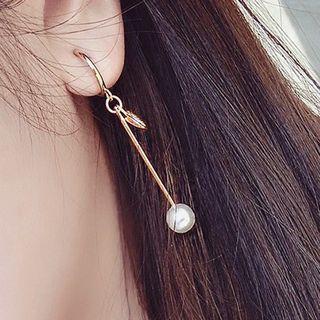 Faux Pearl Hoop Drop Earrings