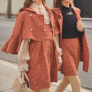 Mini Plaid Pinafore Dress / Mini Plaid A-line Skirt