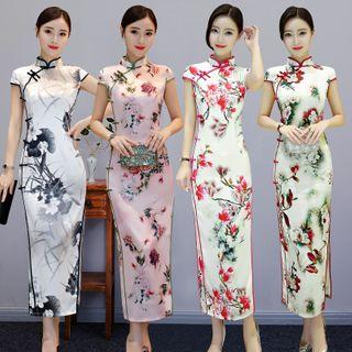 Short-sleeve Maxi Floral Qipao (various Designs)