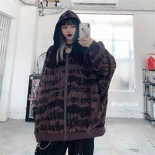 Tie-dyed Zip-up Hoodie As Shown In Figure - One Size