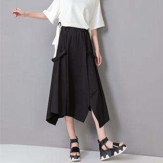 Band-waist Irregular Midi A-line Skirt