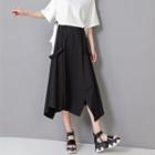 Band-waist Irregular Midi A-line Skirt