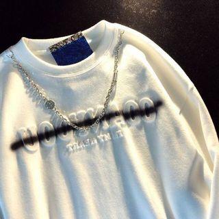 Long-sleeve Lettering Necklace Sweatshirt