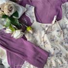 Plain Cardigan/floral Chiffon Dress