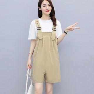 Set : Short-sleeve Plain T-shirt + Plain Dungarees