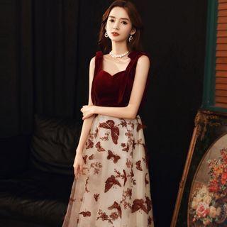 Butterfly Embroidered Mesh A-line Cocktail Dress
