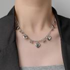 Heart Pendant Alloy Choker Necklace - Silver - One Size