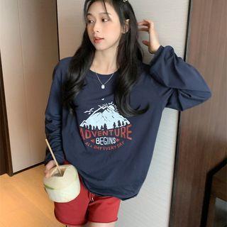 Lettering Print T-shirt / Wide Leg Shorts