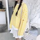 Long Batwing Sleeve Oversized Striped Top
