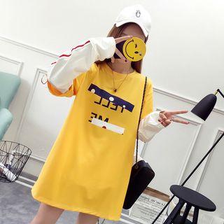 Mock Two Piece Long-sleeve T-shirt Dress
