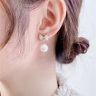 Bow Shell Faux Pearl Dangle Earring 1 Pair - White - One Size