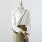 V-neck Plain Shirt / Midi A-line Skirt