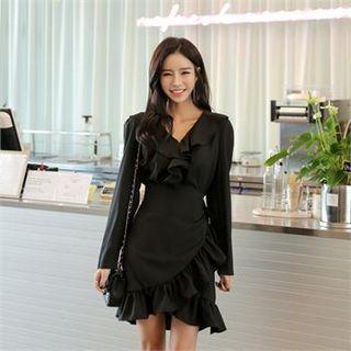 Frilled-detail Wrap-front Minidress