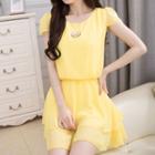 Short Sleeve A-line Chiffon Dress