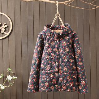 Floral Print Quilted Buttoned Jacket