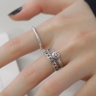 925 Sterling Silver Smiley Ring As Shown In Figure - One Size