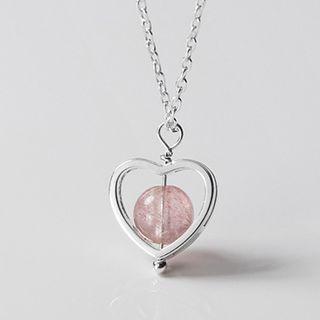 Rhinestone Heart Necklace S925 Silver - As Shown In Figure - One Size