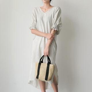 Bell-sleeve Drape-back Dress
