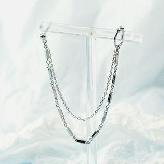 Layered Chain Drop Earring 1 Pc - Silver - One Size