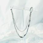 Layered Chain Drop Earring 1 Pc - Silver - One Size