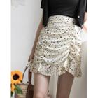 Dotted Shirred A-line Skirt
