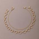 Set Of 2: Hoop Necklace 15218 - Gold - One Size