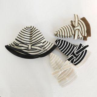 Striped Bow-accent Bucket Hat