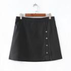 Mini Buttoned A-line Skirt