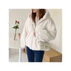 Snowy Eco-fur Zip Hoodie Cream - One Size