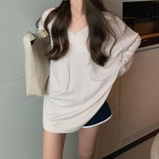 Long Sleeve Plain Oversized Pullover