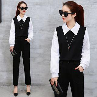 Set: Panel Top + Wide-leg Pants