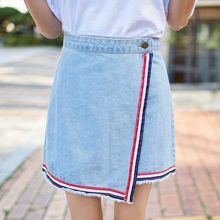 Contrast Trim Denim Skirt