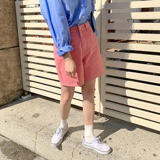 Zip-fly Cotton Shorts