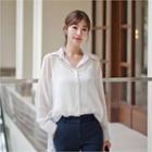 Set: Drop-shoulder Sheer Shirt + Camisole Top