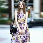 Sleeveless Floral Silk Dress