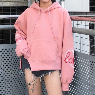 Print Side Slit Hoodie