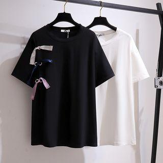 Short Sleeve Ribbon Detail T-shirt