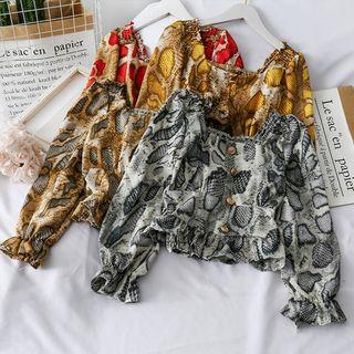 Snakeskin Crop Blouse
