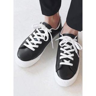 Couple Faux-leather Platform Sneakers