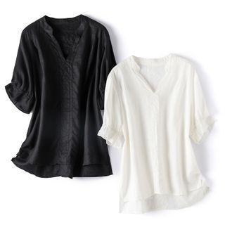 Linen V-neck Blouse