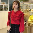 Frill-trim Patterned Blouse